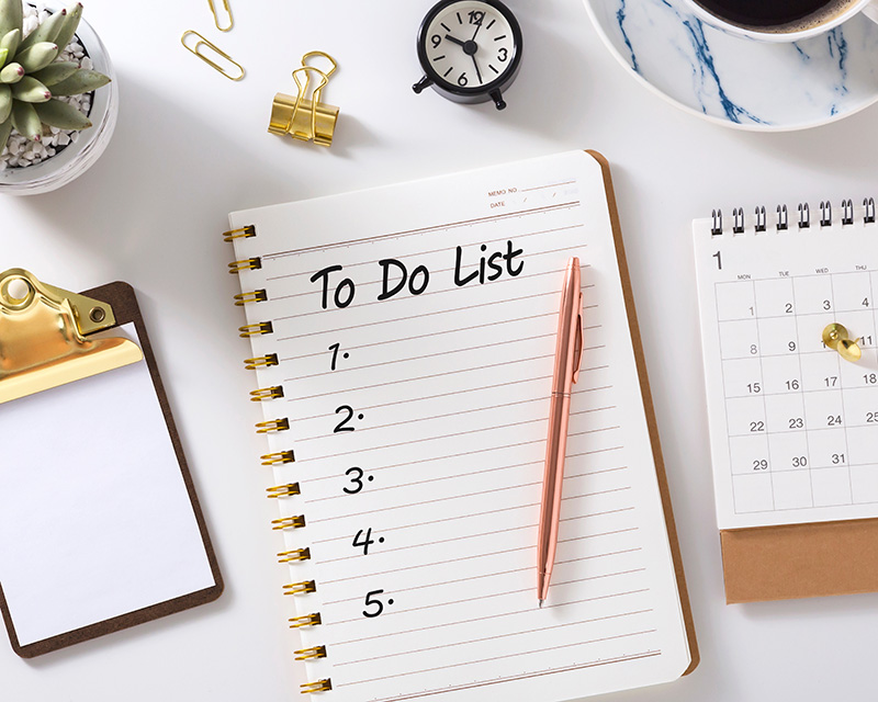 Image of a to do list with pen and calendar for perfectionism and anxiety