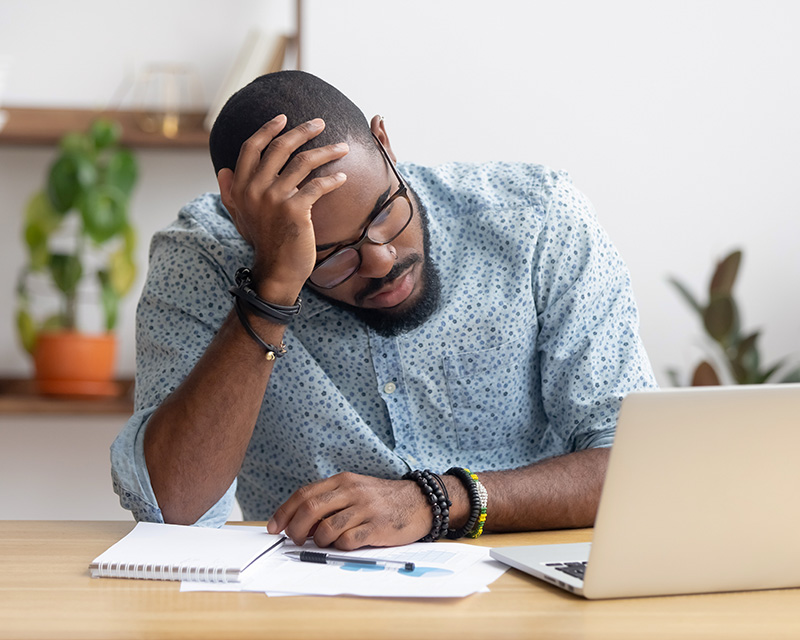 Black man feeling depressed